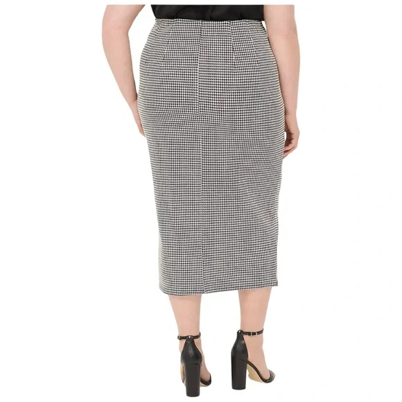 Lane Bryant Black and White Ponte Front Slit Houndstooth Midi Pencil Skirt NWT - Picture 2 of 10